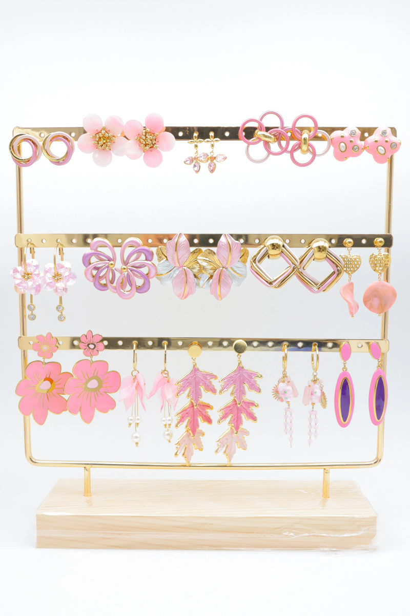Set of 15 pairs of earrings with display stand 2