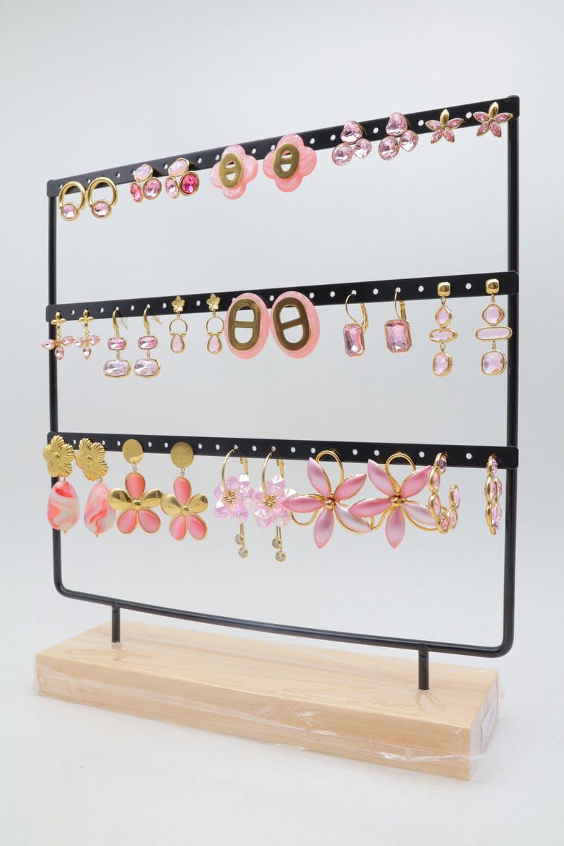Lot de 18 paires de boucles d'oreilles avec présentoir