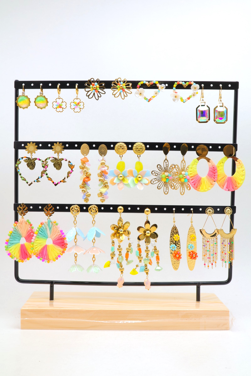 Lot de 15 paires de boucles d'oreilles avec présentoir