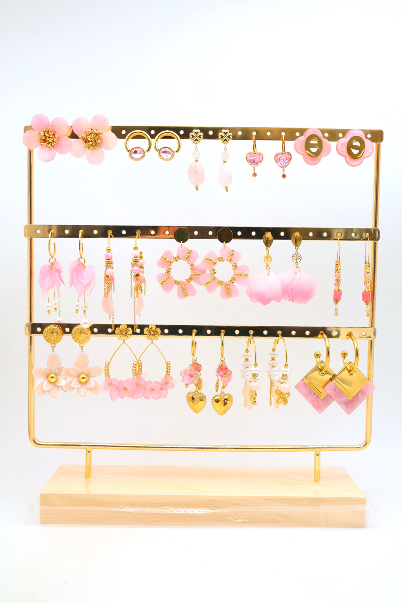Lot de 15 paires de boucles d'oreilles avec présentoir