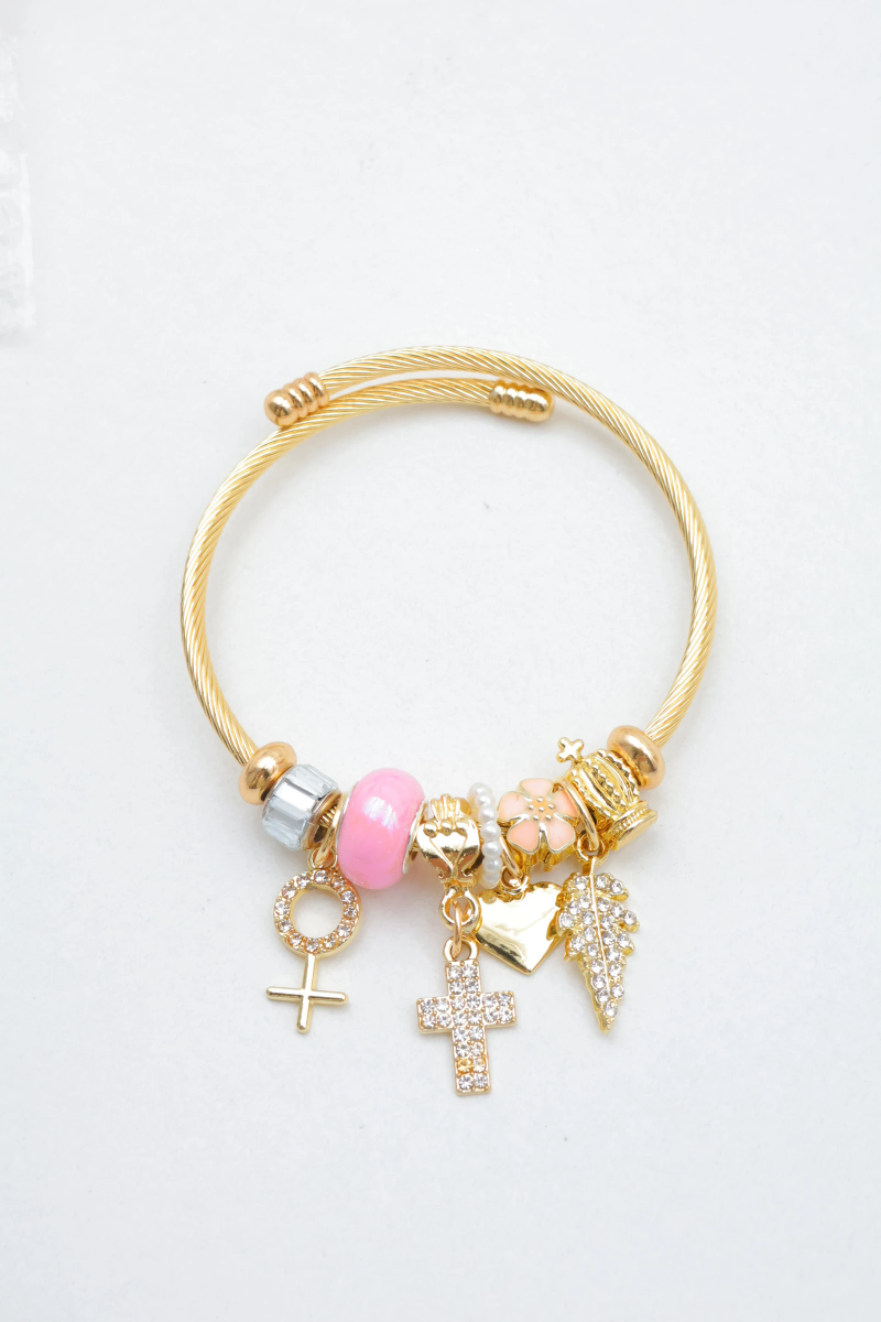 Metal charm bangle bracelet 2