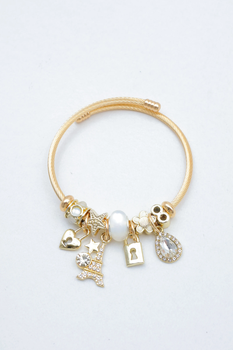 Rigid bracelet with metal charms 2
