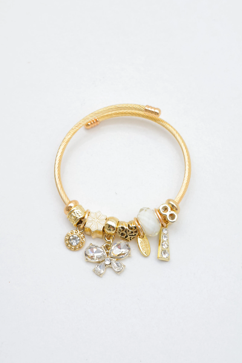 Rigid bracelet with metal charms 2