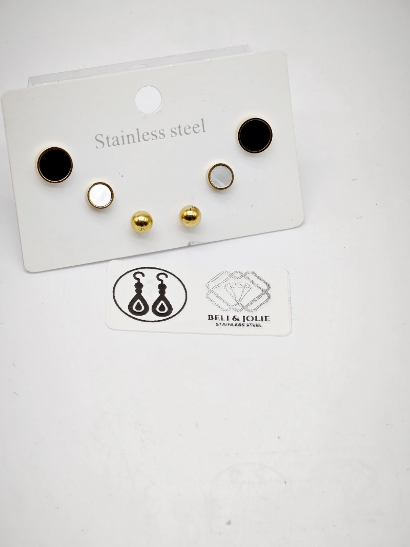 Lot de 3 paires de puces d’oreilles en acier inoxydable