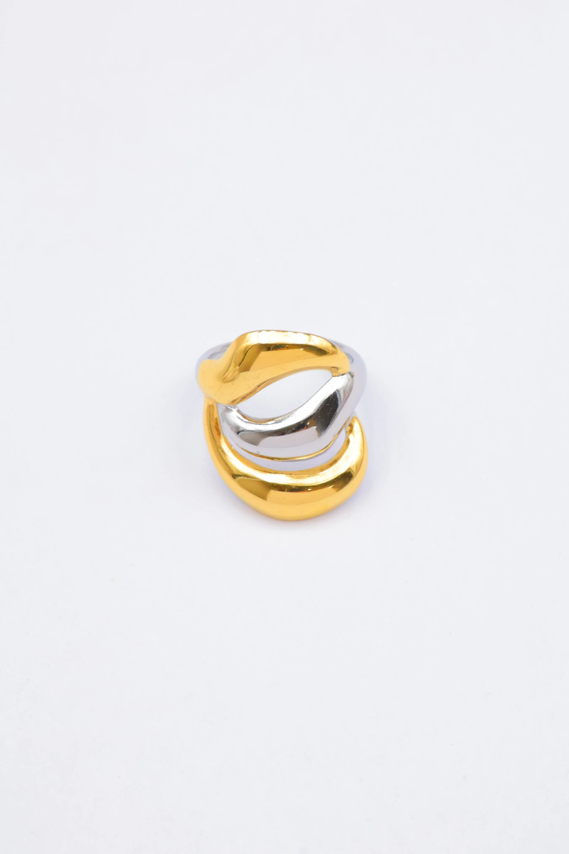 Bague ajustable en acier inoxydable — Bicolore