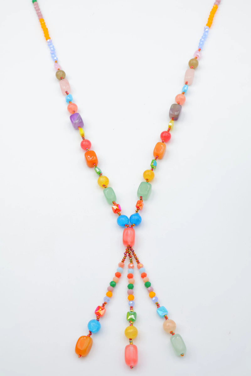Stainless steel long necklace — Multicolor
