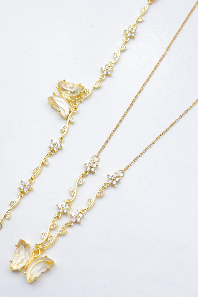 Parure collier et bracelet papillon