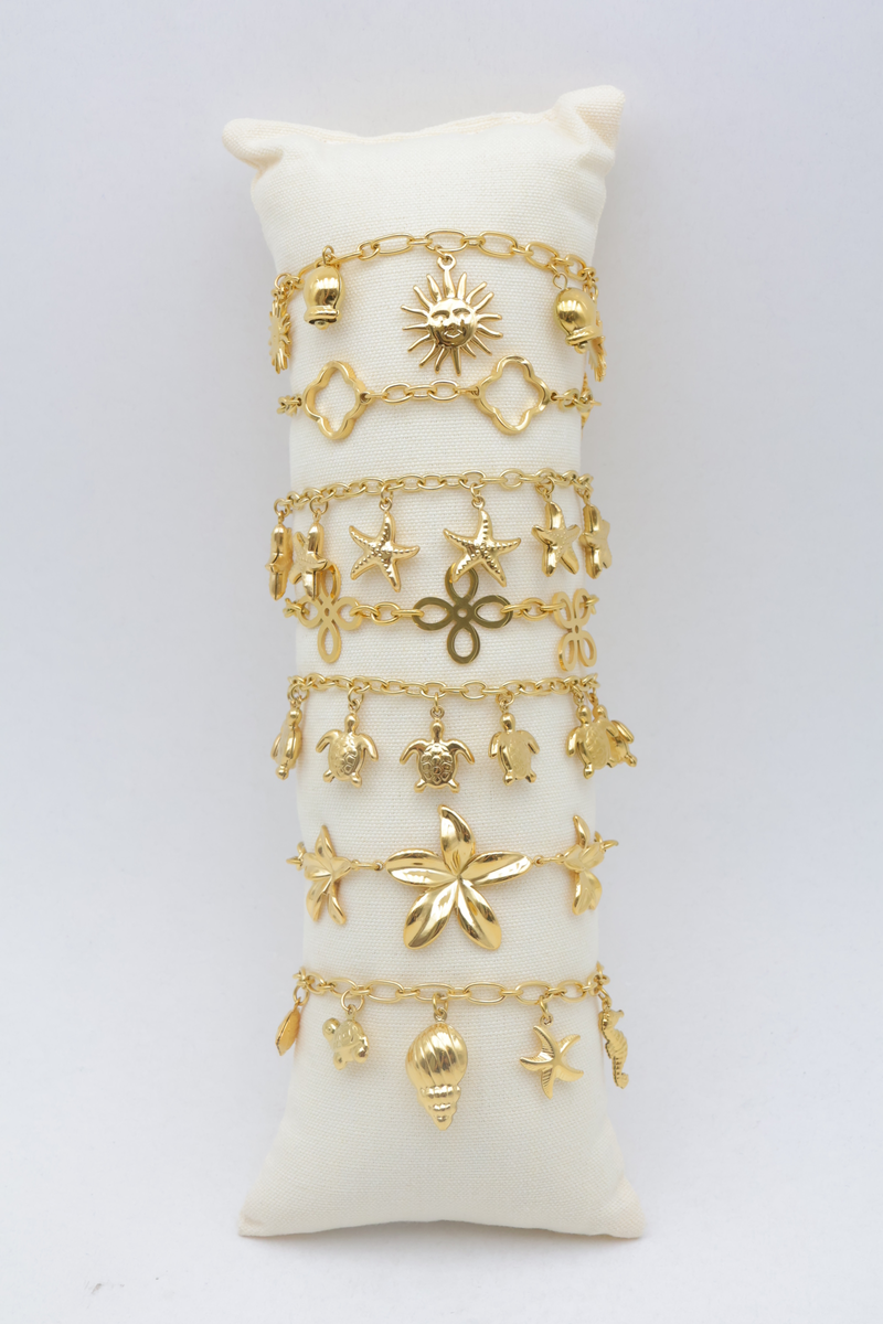 Lot de 7 bracelets en acier inoxydable avec coussin