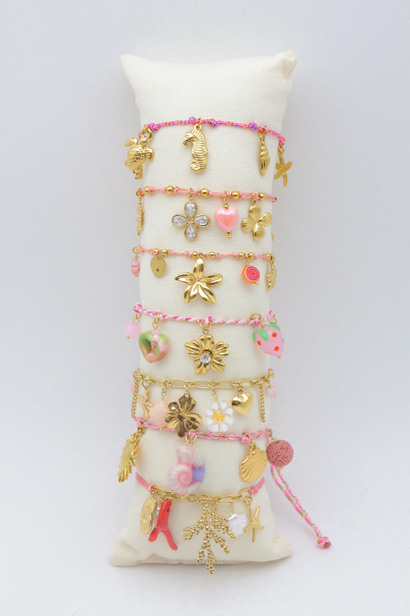 Lot de 7 bracelets en acier inoxydable avec coussin